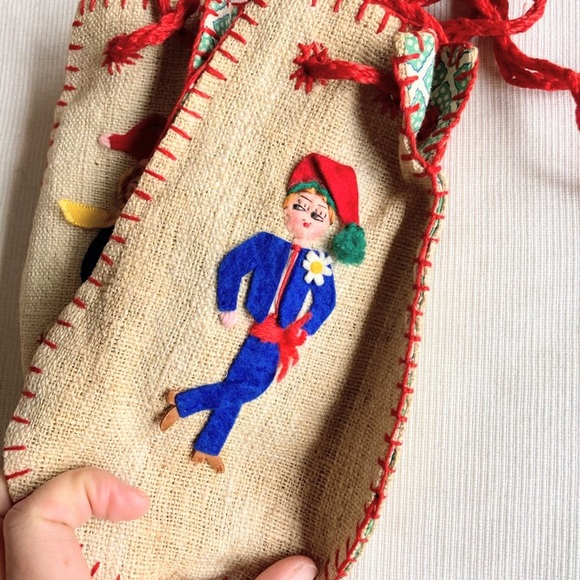 Vintage Handmade Portuguese Folk Art Four Dancers Embroidery Cloth Bag Purse - Picture 5 of 12